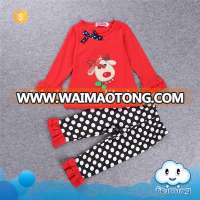 China manufacturer baby clothes kids chriatmas design bodysuit 2 pcs child clothing dot polka fall clothes