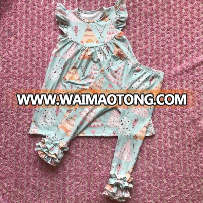 New arrival cute baby fall clothes teepee printing pearl dress match icing leggings girl's outfit