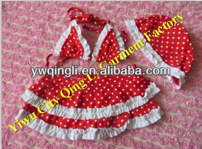 Wholesale Baby two pieces Swim Suit Sexy Kids Girls Red Ruffle Bikini Swimwear