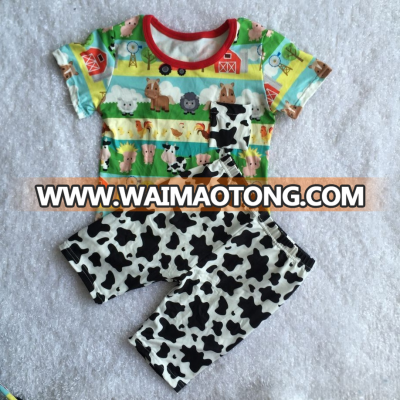 L milk silk dog set toddler boys boutique outfits cow summer kids shirt puppy outfit farm print clothes boy boutique outfits