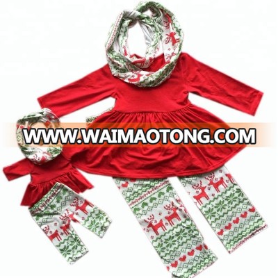 wholesale christmas mommy and me outfit with scarf