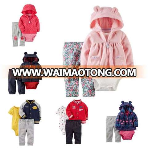 Wholesale Factory Carters Jacket Bodysuit Baby Set of Clothing, Baby Boy Girl Clothing Sets Outfits